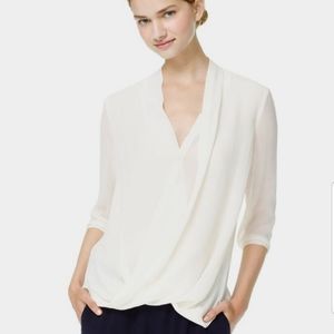 Aritzia Babaton white 100% silk blouse size small